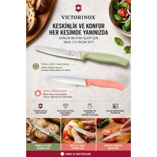 Victorinox 2’li Mutfak Bıçağı Seti Somon ve Mint Saplı Tırtıklı Ekmek Bıçağı ve Soyma Doğrama Bıçağı