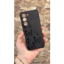 Vip Case Vivo V30 Lite Uyumlu Siyah Kelebek Desenli Silikon Darbe Emici Klasik Korumalı Rubber Kılıf
