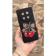 Vip Case Honor Magic 7 Lite 5g Uyumlu Kiraz Fiyonk Leopar Desenli Silikon Darbe Emici Klasik Korumalı Kılıf