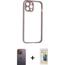 Marsilyan™- iPhone 12 Pro Max Kılıf Nova Asil Özel Seri - Siyah 6d Mat Seramik Hayalet Nano Ekran Koruyucu + Sarı Neon Fosforlu Kamera Lens