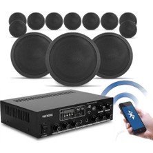 Rose Bluetooth Tavan Hoparlör Seti - 10 Adet 16CM Hoparlör + 1 Adet Amfi - Ev, Ofis, Mağaza Ses Sistemi