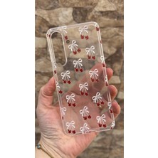 Vip Case Kiraz Desenli Şeffaf Kamera Korumalı Clear Silikon Arka Kapak Kılıf Samsung Galaxy S25 FE Uyumlu Darbe Emici