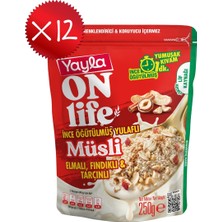 Yayla Onlife Elmalı Fındıklı ve Tarçınlı Ince Öğütülmüş Yulaflı Müsli 250 G X12