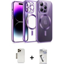 Marsilyan™- iPhone 12 Pro Kılıf Nova Işık Özel Seri - Şeffaf Uv Polymer Nano Ekran Koruyucu + Gold Shine Kamera Lens