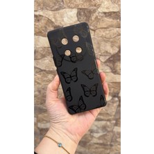 Vip Case Honor Magic 7 Lite 5g Uyumlu Siyah Kelebek Desenli Silikon Darbe Emici Klasik Korumalı Rubber Kılıf