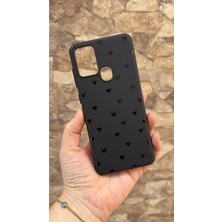 Vip Case Casper Via F20 Uyumlu Mini Siyah Kalp Desenli Silikon Darbe Emici Klasik Korumalı Rubber Kılıf