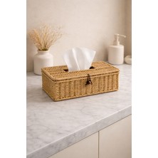 Mis Kitchen Rattan Peçetelik Hasır Peçete Kutusu – Dekoratif Masa Üstü Peçetelik Organizer