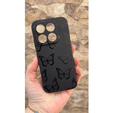 Vip Case Mı 17 5g Uyumlu Siyah Kelebek Desenli Silikon Darbe Emici Klasik Korumalı Rubber Kılıf