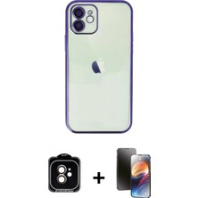 Marsilyan™- iPhone 11 Kılıf Vadi Minimal - Siyah 3D Antistatik Mat Seramik Nano Ekran Koruyucu + Turuncu Pvd Metal Kamera Lens