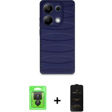 Marsilyan™- Redmi Note 13 Pro 4g Kılıf Doruk Form Serisi - Siyah 6d Antistatik Mat Seramik Hayalet Nano Ekran Koruyucu + Siyah Raze Metal Kamera Lens