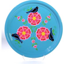 Dedemin Emayeleri Tepsi Mavi Kuşlu (33 Cm)