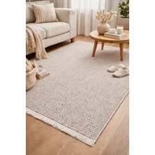 Leiva Home Bej Beyaz Iskandinav Bukleli Yumuşak Minimalist Salon Koridor Mutfak Çocuk Oturma Odası Halısı