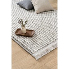 Leiva Home Gri Beyaz Iskandinav Bukleli Yumuşak Minimalist Salon Koridor Mutfak Çocuk Oturma Odası Halısı