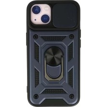 İntora Iphone 13 Kılıf Pars Lens Yüzüklü Silikon - Lacivert