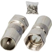 İntora F Konnektör Erkek 60 Ohm Erkek Çevirici Metal Konnektör