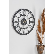Muyika Design Muyika Romano Metal Siyah Oval Duvar Saati 41X41 Cm Mds-41 Sessiz Mekanizma Modern Tasarım
