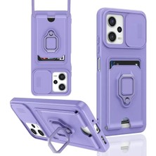 İntora Poco X5 5g Kılıf Zuma Kartvizitli Yüzüklü Silikon - Lila