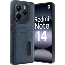 İntora Redmi Note 14 4g Kılıf Sara Kartvizitli Deri Kılıf - Lacivert