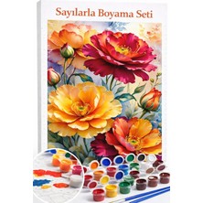 Aren Design Sayılarla Boyama Çerçeveli Hobi Seti Numaralı Tuval Fırça Boya Dahil Kasnak Güller 40X50