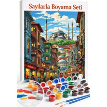 Aren Design Sayılarla Boyama Çerçeveli Hobi Seti Numaralı Tuval Fırça Boya Dahil Kasnak MANZARA40X50