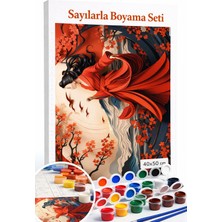 Aren Design Sayılarla Boyama Çerçeveli Hobi Seti Numaralı Tuval Fırça Boya Dahil Kasnak Geyşa 40X50