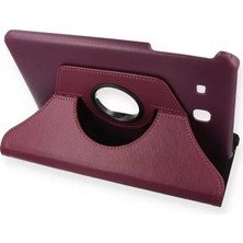 İntora Galaxy T560 Tab E 9.7 Kılıf 360 Tablet Deri Kılıf - Mürdüm