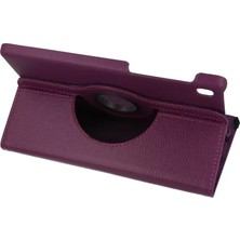 İntora Galaxy T220 Tab A7 Lite 8.7 Kılıf 360 Tablet Deri Kılıf - Mürdüm