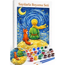 Aren Design Sayılarla Boyama Çerçeveli Hobi Seti Numaralı Tuval Fırça Boya Dahil Küçük Prens 40X50