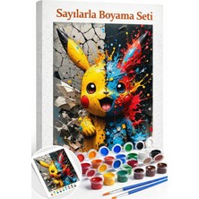 Aren Design Sayılarla Boyama Çerçeveli Hobi Seti Numaralı Tuval Fırça Boya Dahiil Pikaçhu 40X50