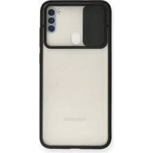 İntora Galaxy A11 Kılıf Palm Buzlu Kamera Sürgülü Silikon - Siyah