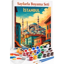 Aren Design Sayılarla Boyama Çerçeveli Hobi Seti Numaralı Tuval Fırça Boya Dahil Istanbul 40X50