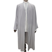 Akıncı Tekstil Buhara Yaka Taş Gri Cübbe - Krep Kumaş Namaz Cübbesi