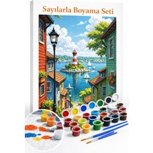 Aren Design Sayılarla Boyama Çerçeveli Hobi Seti Numaralı Tuval Fırça Boya Dahil Manzara 40X50CM