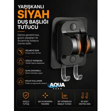 Aqua Sara Siyah Yapışkanlı Duş Başlığı Tutucu , Ayarlanabilir Su Geçirmez Yapışkanlı Mafsal Chrome Tepe Duş Sistemleri