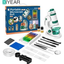 Özgürce Mini Dijital Mikroskop Kiti 60-180X Büyütme Eğitici Set, LED Işıkli