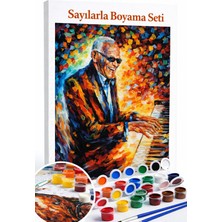 Aren Design Sayılarla Boyama Çerçeveli Hobi Seti Numaralı Tuval Fırça Boya Dahil Piyanist 40X50