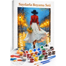 Aren Design Sayılarla Boyama Çerçeveli Hobi Seti Numaralı Tuval Fırça Boya Dahil Kasnak Silüet 40X50