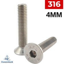 Marinox M4 Paslanmaz Havşa Baş Imbus Civata Çeşitleri DIN7991 A2 Aısı 304 Kalite  (25 Adet)