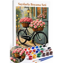Aren Design Sayılarla Boyama Çerçeveli Hobi Seti Numaralı Tuval Fırça Boya Pastel Bisiklet 40X50