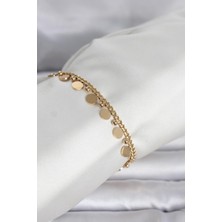 Pazarcan Çelik Gold Renk Pullu Model Kadın Bileklik