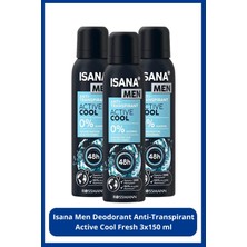 Isana Men Deodorant Anti-Transpirant Active Cool Fresh 3X150 ml