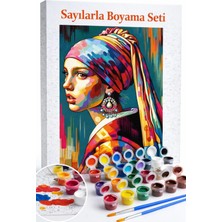 Aren Design Sayılarla Boyama Çerçeveli Hobi Seti Numaralı Tuval Fırça Boya Dahil Kasnak Küpeli 40X50