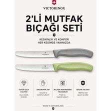 Victorinox 2’li Bıçak Seti Tırtıklı Ekmek ve Mutfak Bıçağı Mint & Gri Ergonomik Saplı