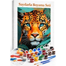 Aren Design Sayılarla Boyama Çerçeveli Hobi Seti Numaralı Tuval Fırça Boya Dahil Kasnak Kaplan 40X50