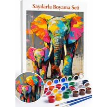 Aren Design Neon Renklerle Sayılarla Boyama Çerçeveli Hobi Seti Numaralı Tuval Fırça Boya 40X50