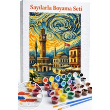 Aren Design Sayılarla Boyama Çerçeveli Hobi Seti Numaralı Tuval Fırça Boya Dahil Kasnak Sarmal 40X50