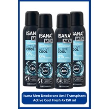 Isana Men Deodorant Anti-Transpirant Active Cool Fresh 4X150 ml