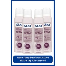 Isana Sprey Deodorant Active Ekstra Dry 72H 4X150 ml