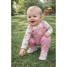 Atlas Baby House Kız Bebek Tavşan Desenli Waffle Kumaş Baskılı Uzun Kollu Salopet Tulum Takım