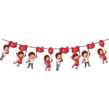 Parti Show 23 Nisan Çocuk Figürlü Bayraklı Banner Süs
